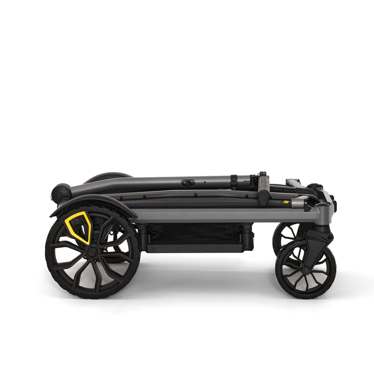 Cruiser City XL – side view of folded wagon with large rear wheel
