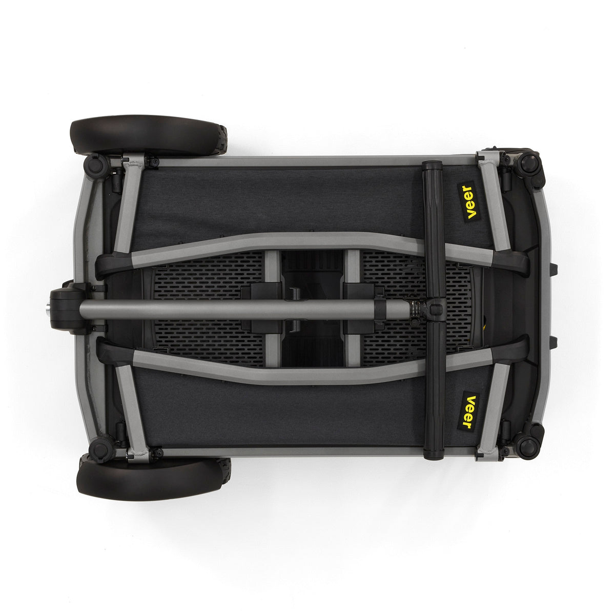 Cruiser City XL – folded frame underside with wheels and Veer labels