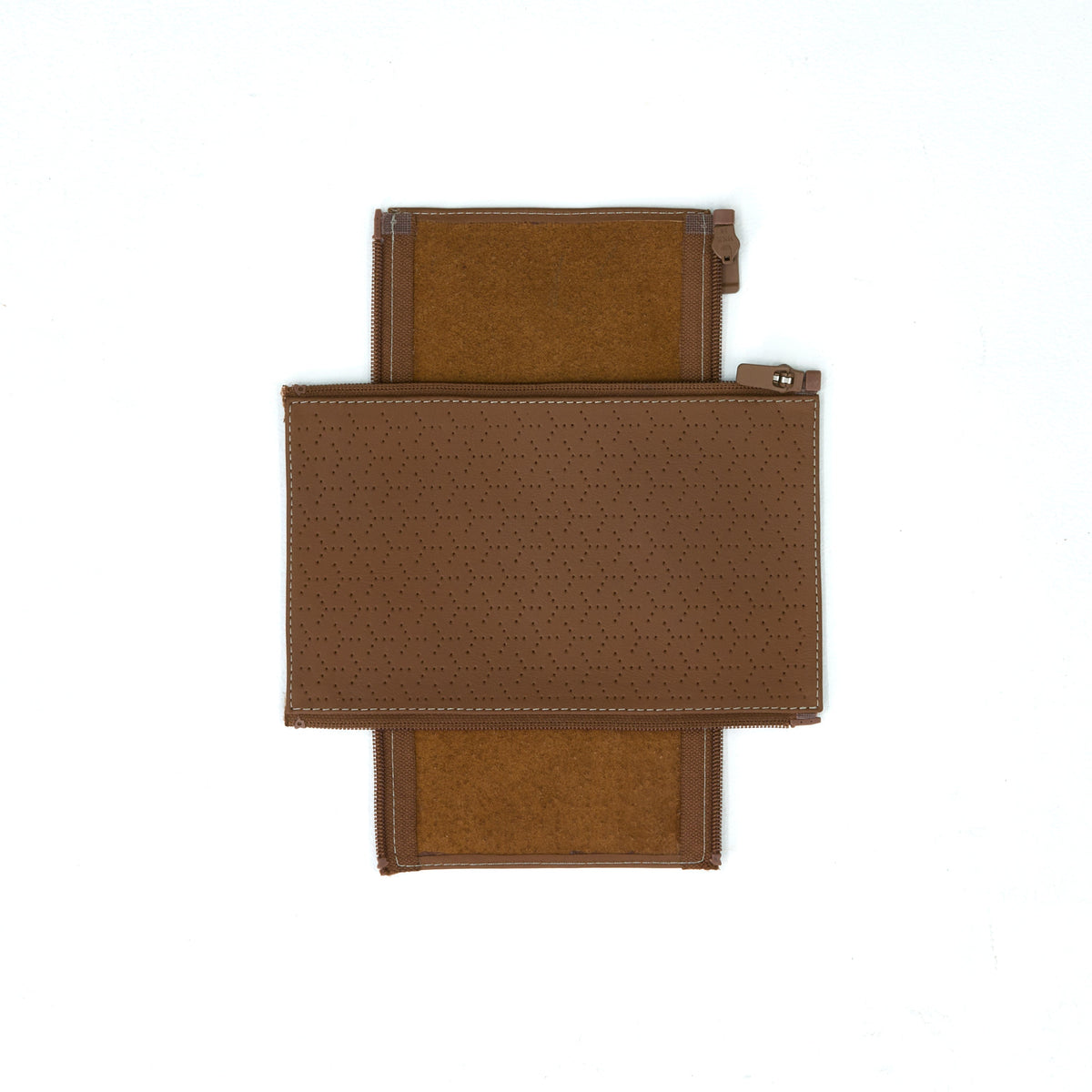 Leather Grips for Cruiser – flat brown grip panels with zippers and stitched borders