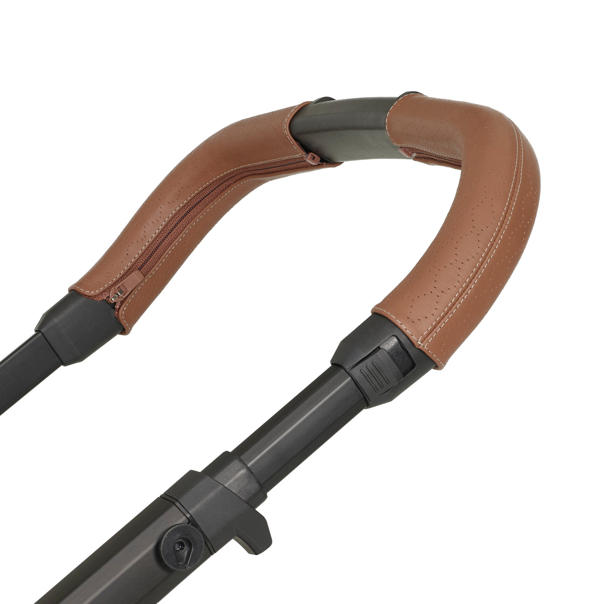 Switch&Roll Stroller – brown padded handlebar cover with zipper and stitching